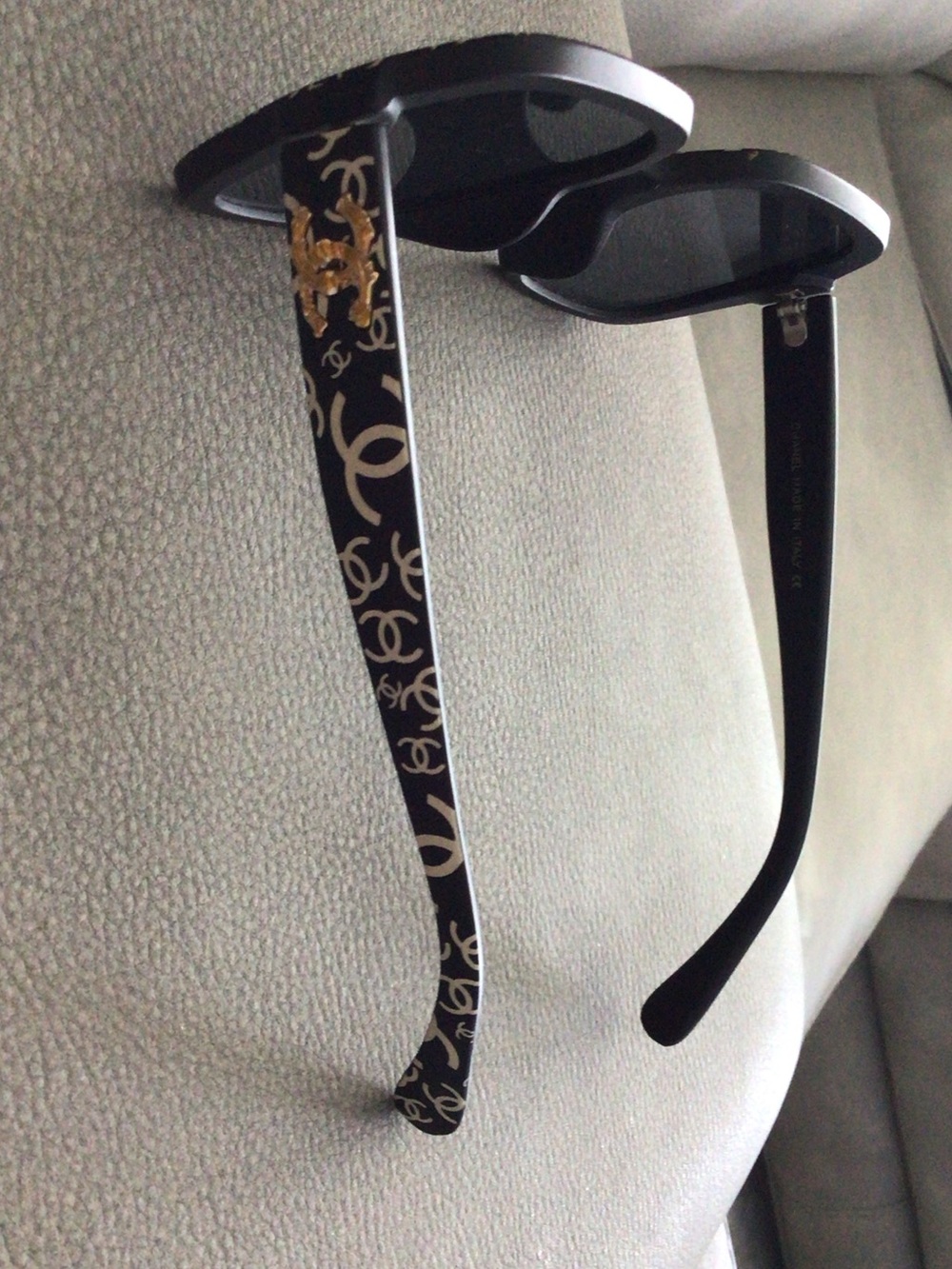 CHANEL Black Sunglasses with Gold CC Logo Accents